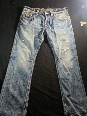 Rock Revival Men's Faded Blue Straight Jeans